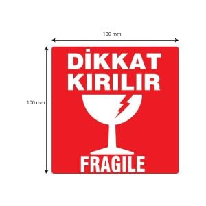 Dikkat Kırılır Etiketi 500 Adetli Kuşe 7 x 8 cm